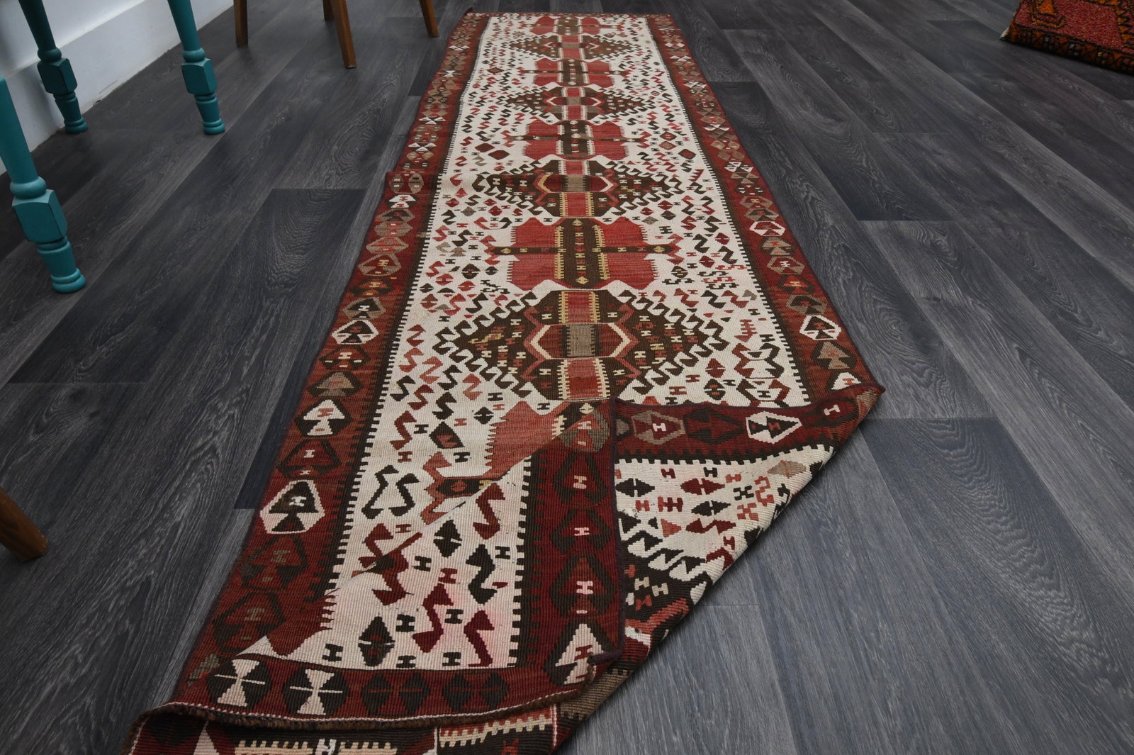 2.8x10.3 ft, TURKISH KILIM Runner - 8