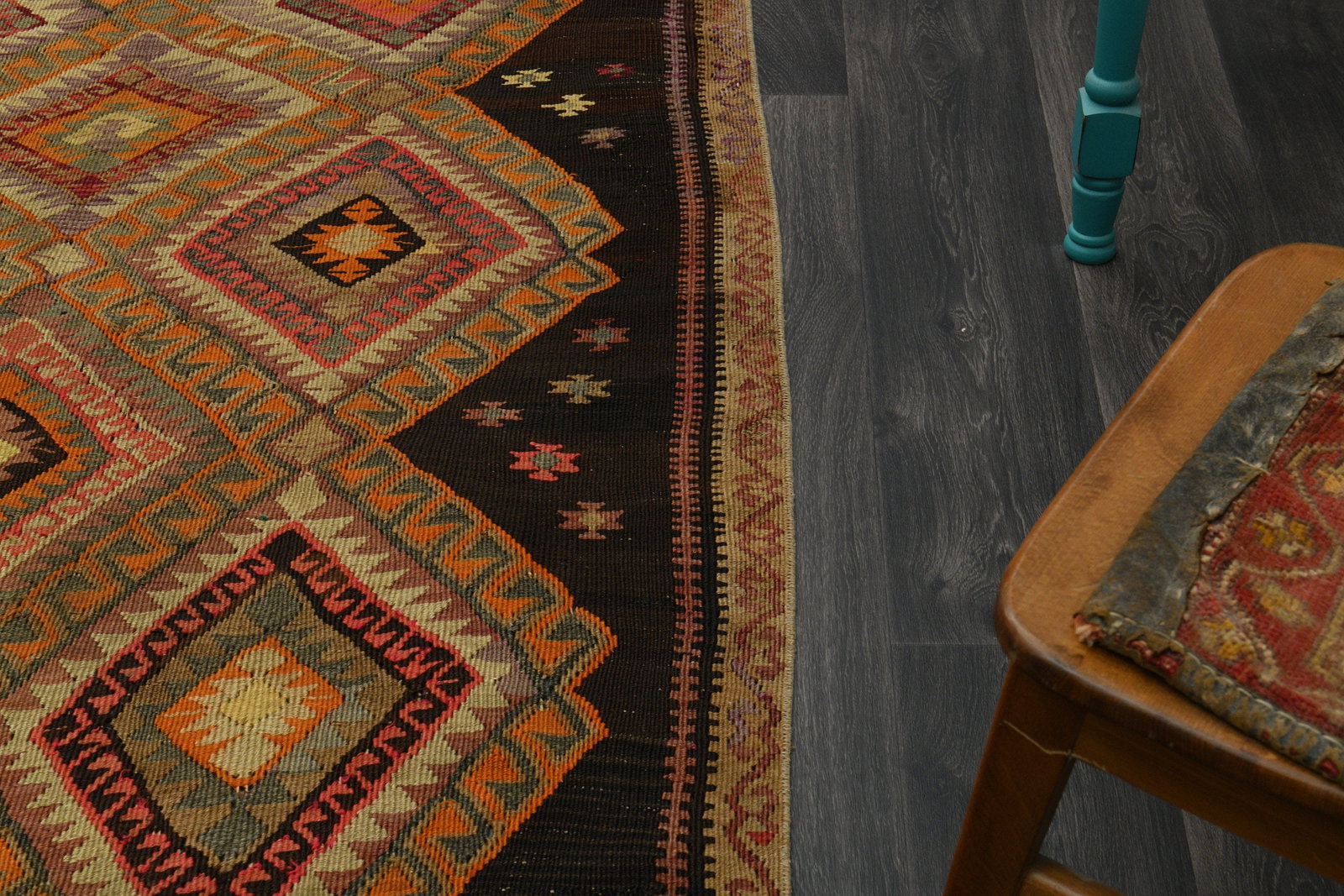 4.3x11.3 ft, TURKISH WIDE KILIM Runner - 6