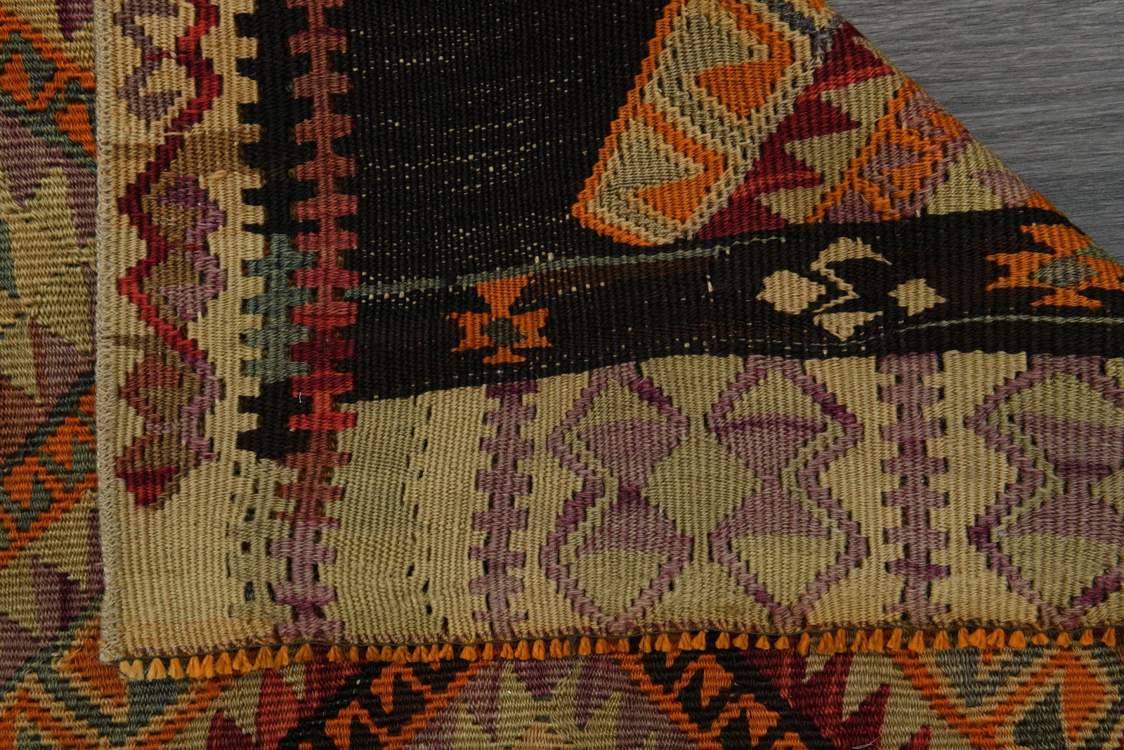 4.3x11.3 ft, TURKISH WIDE KILIM Runner - 7