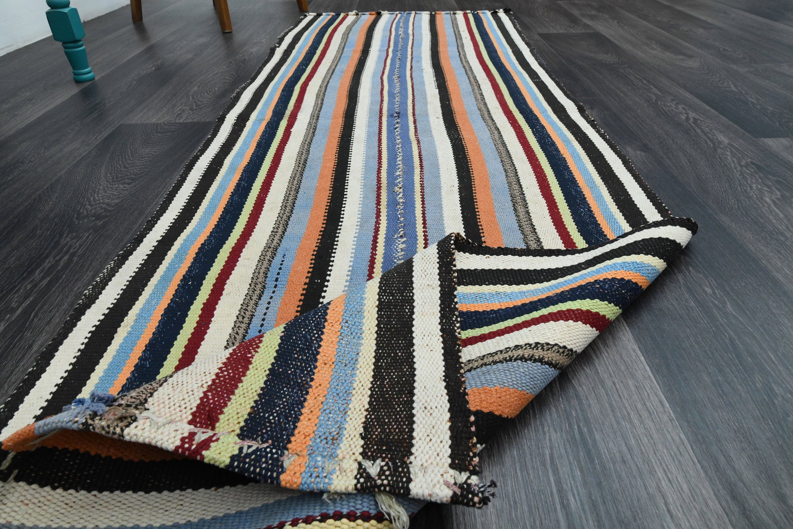 2.6x7.6 ft, TURKISH KILIM Runner - 8