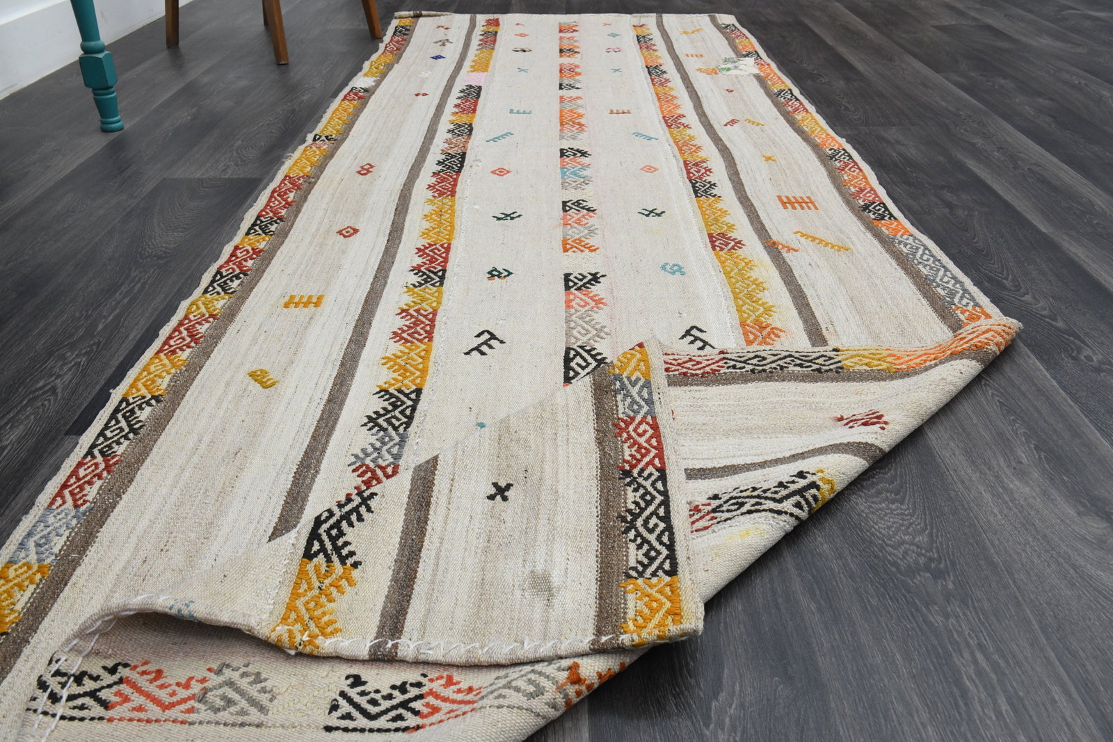 3.8x11.3 ft, TURKISH KILIM Runner - 2