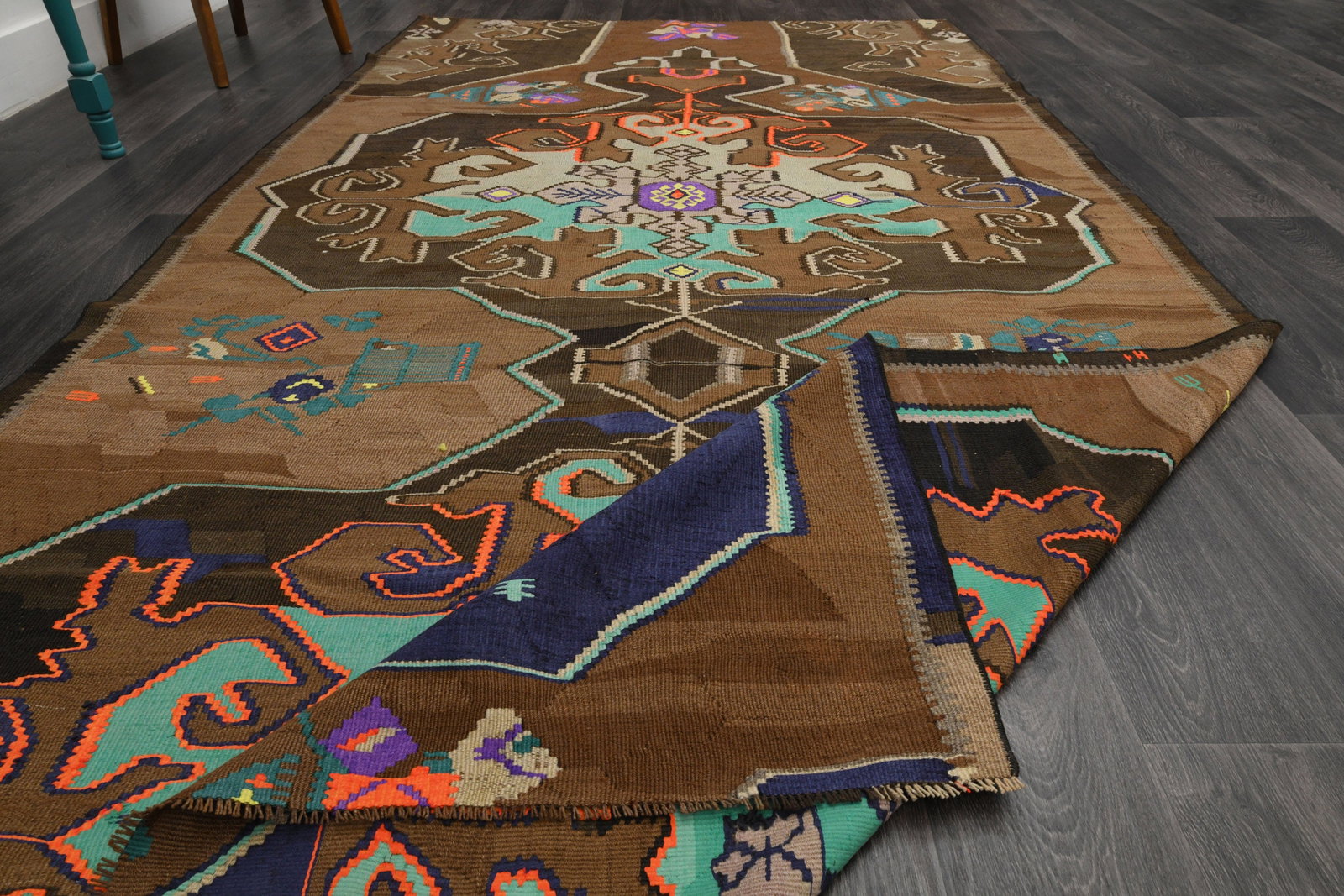 6.1x11.5 ft, TURKISH KILIM Rug - 9