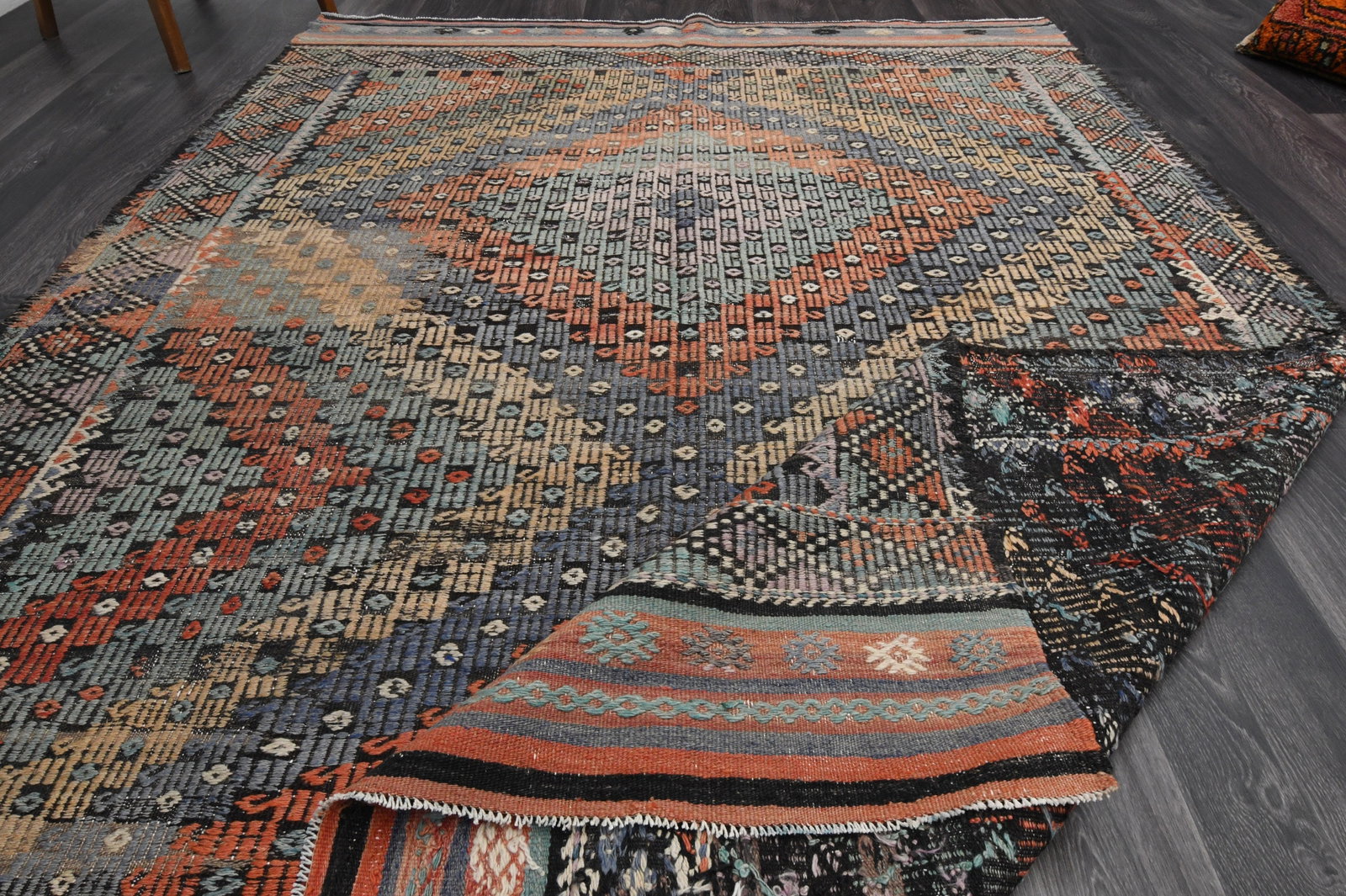 5.8x8.5 ft, TURKISH Flatweave Kilim Rug - 8
