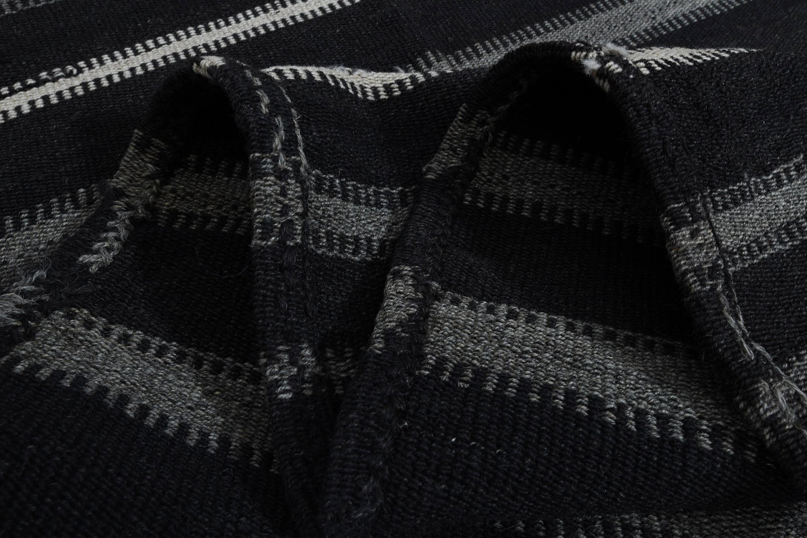 5'2x9'1 ft, GRAY BLACK KILIM - 4