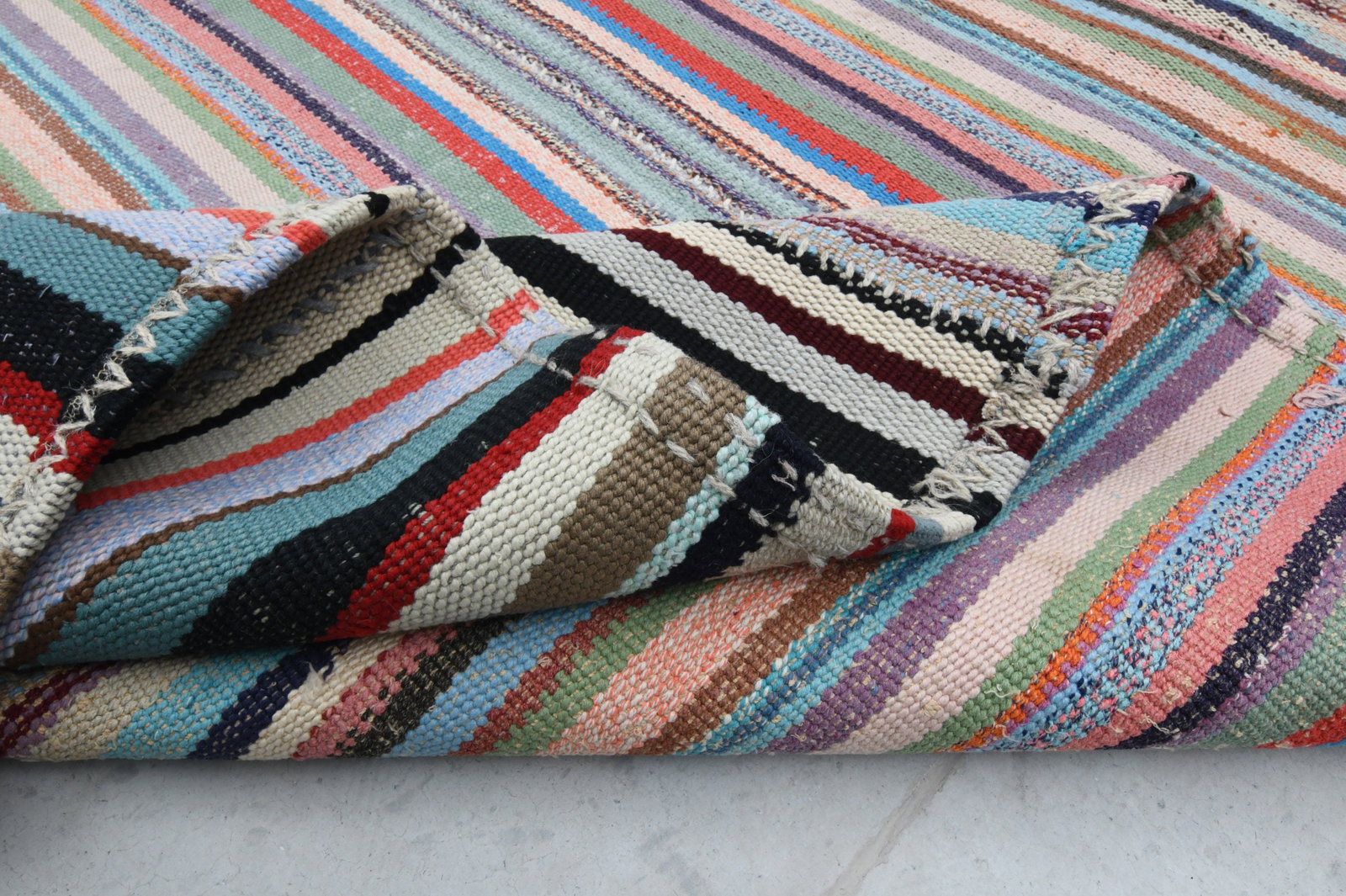 10.8x13.3 ft, RAINBOW KILIM RUG - 2