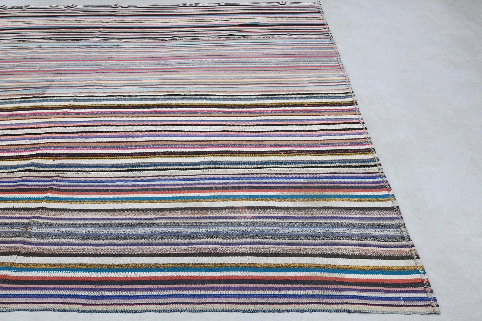 10.8x13.3 ft, RAINBOW KILIM RUG - 7