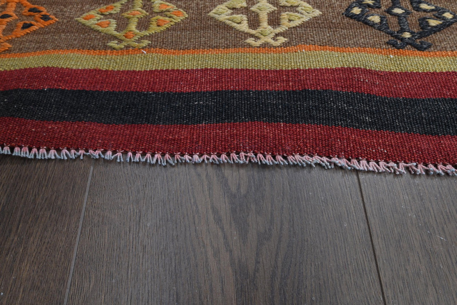 3'2x12 ft, COLORFUL KILIM RUNNER: Title: 3'2x12 ft, COLORFUL KILIM RUNNER Description: This Turkish one-of-a-kind Vintage Flatweave Kilim Rug is hand-knotted and handwoven by the most skilled artisans who use pure wool, in vibrant, na