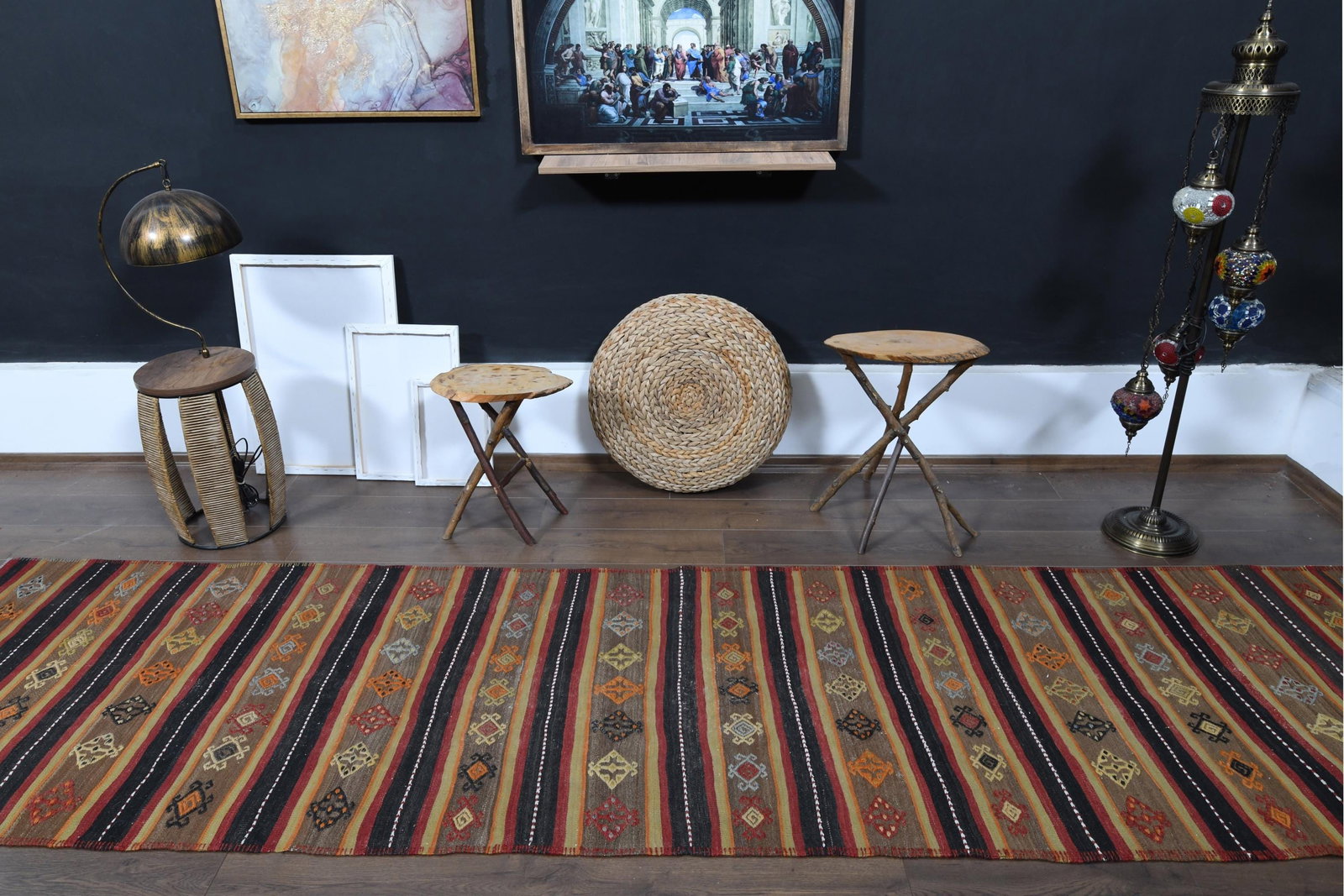 3'2x12 ft, COLORFUL KILIM RUNNER - 5