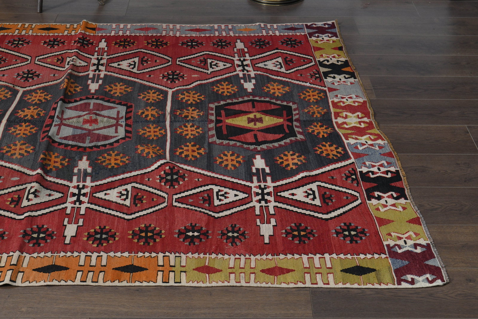 5.6x15.1 ft, RED KILIM RUNNER - 5