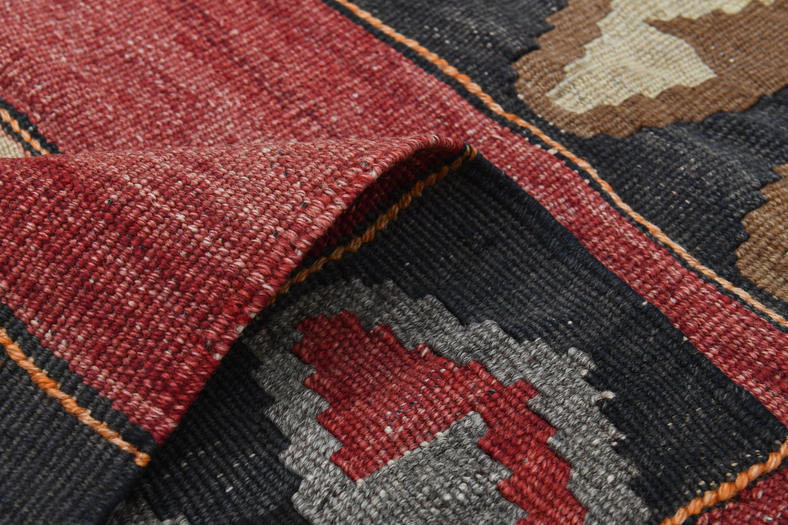 4.6x11.6 ft, RED KILIM RUNNER - 8