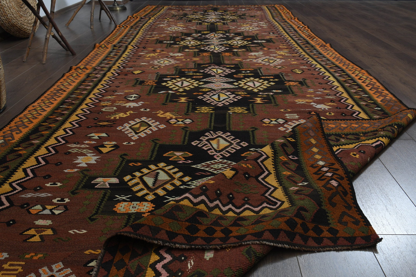5'8x15'6 ft, BROWN KILIM RUNNER - 2