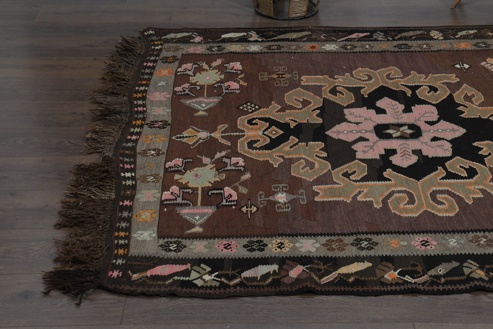 5.7x13.2 ft, BROWN KILIM RUNNER - 6