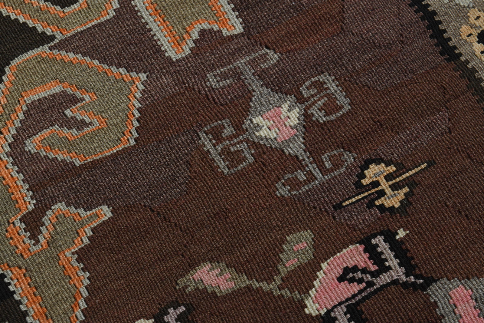5.7x13.2 ft, BROWN KILIM RUNNER - 8