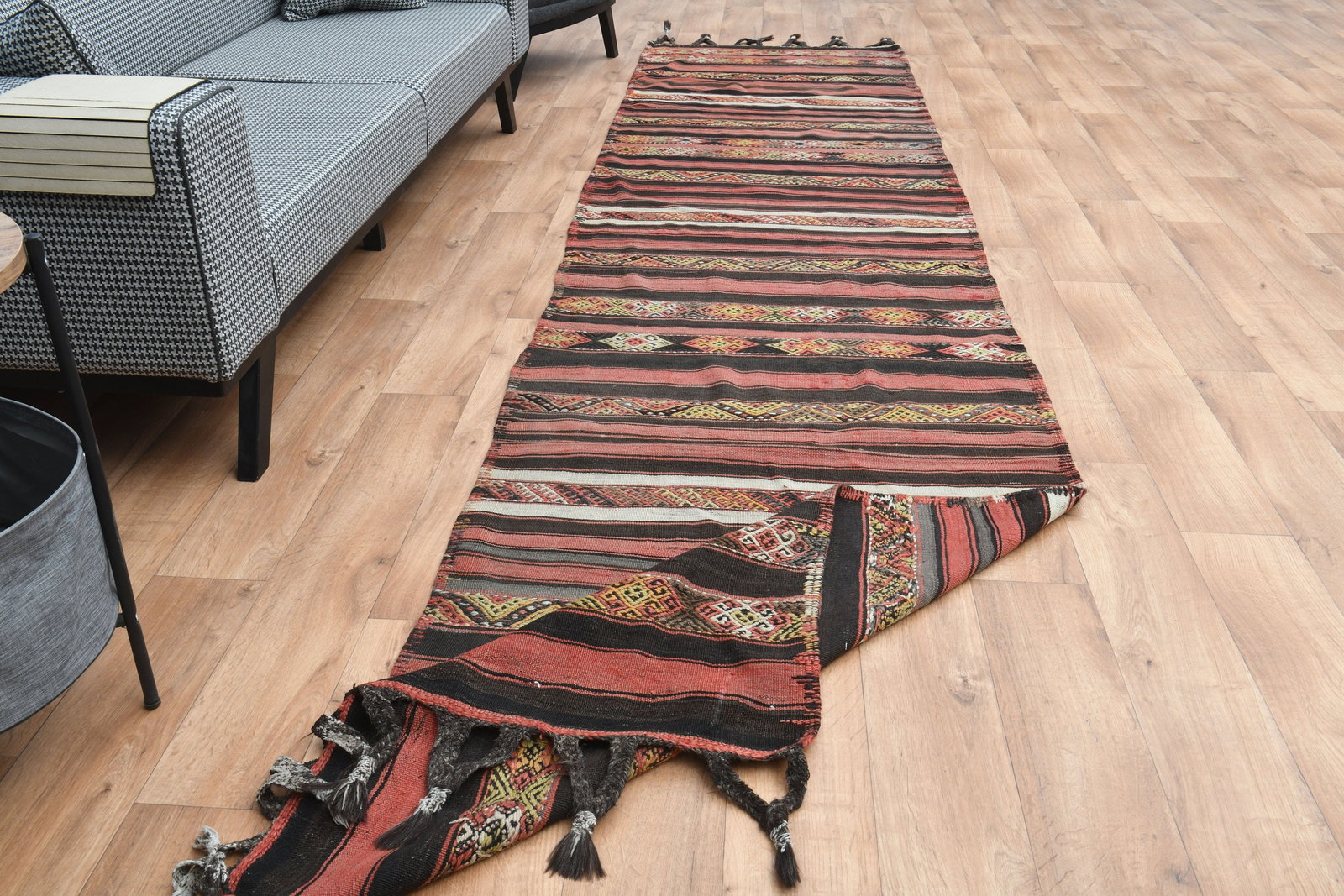 3.3x13.8 TURKISH Striped Runner Rug - 4