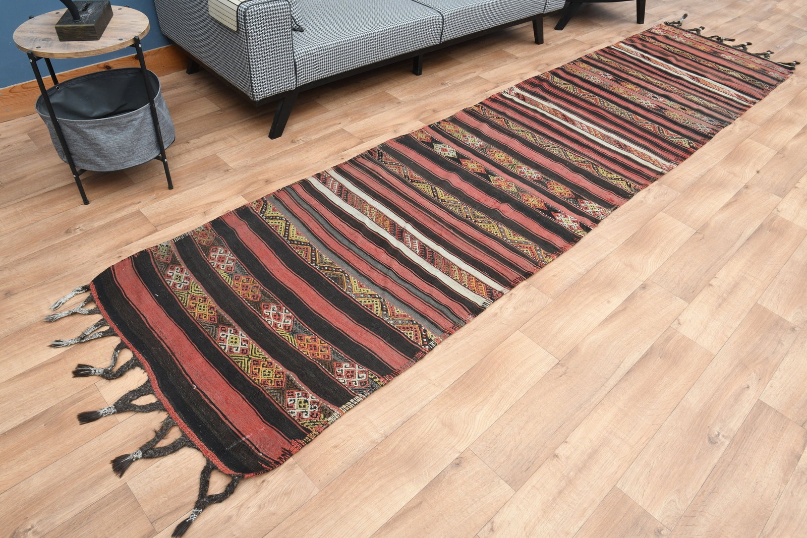 3.3x13.8 TURKISH Striped Runner Rug - 8