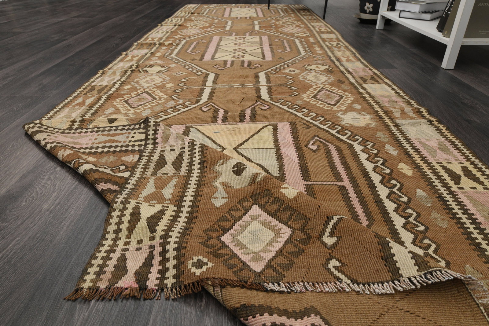 4.1x12.8 ft, WASHABLE KILIM DeCOR: Title: 4.1x12.8 ft, WASHABLE KILIM DeCOR Description: This Turkish one-of-a-kind Vintage Flatweave Kilim Rug is hand-knotted and handwoven by the most skilled artisans who use pure wool, in vibrant, n