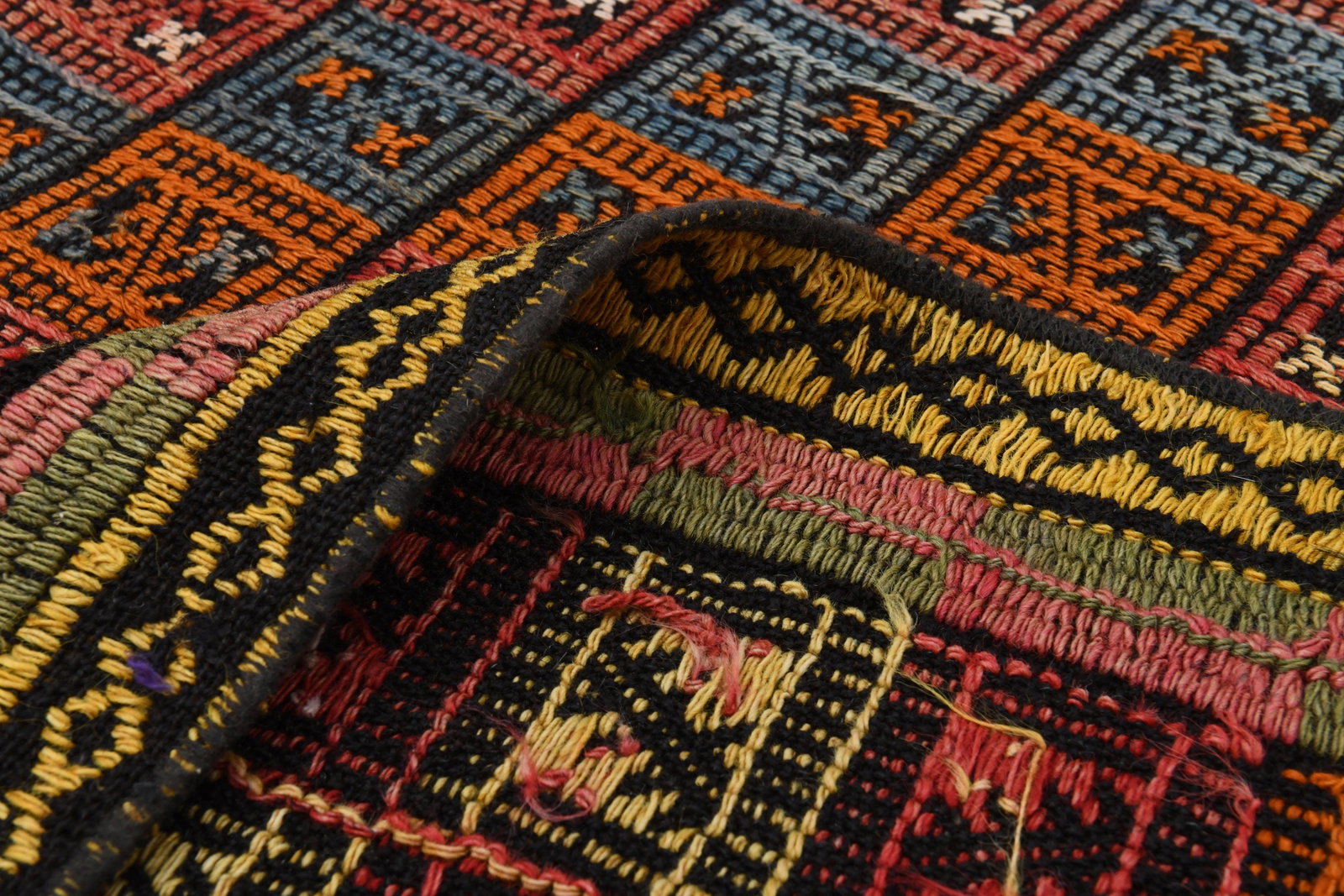 5.7x8.9 ft, COLORFUL DeCOR: Title: 5.7x8.9 ft, COLORFUL DeCOR Description: This Turkish one-of-a-kind Vintage Flatweave Kilim Rug is hand-knotted and handwoven by the most skilled artisans who use pure wool, in vibrant, natural 
