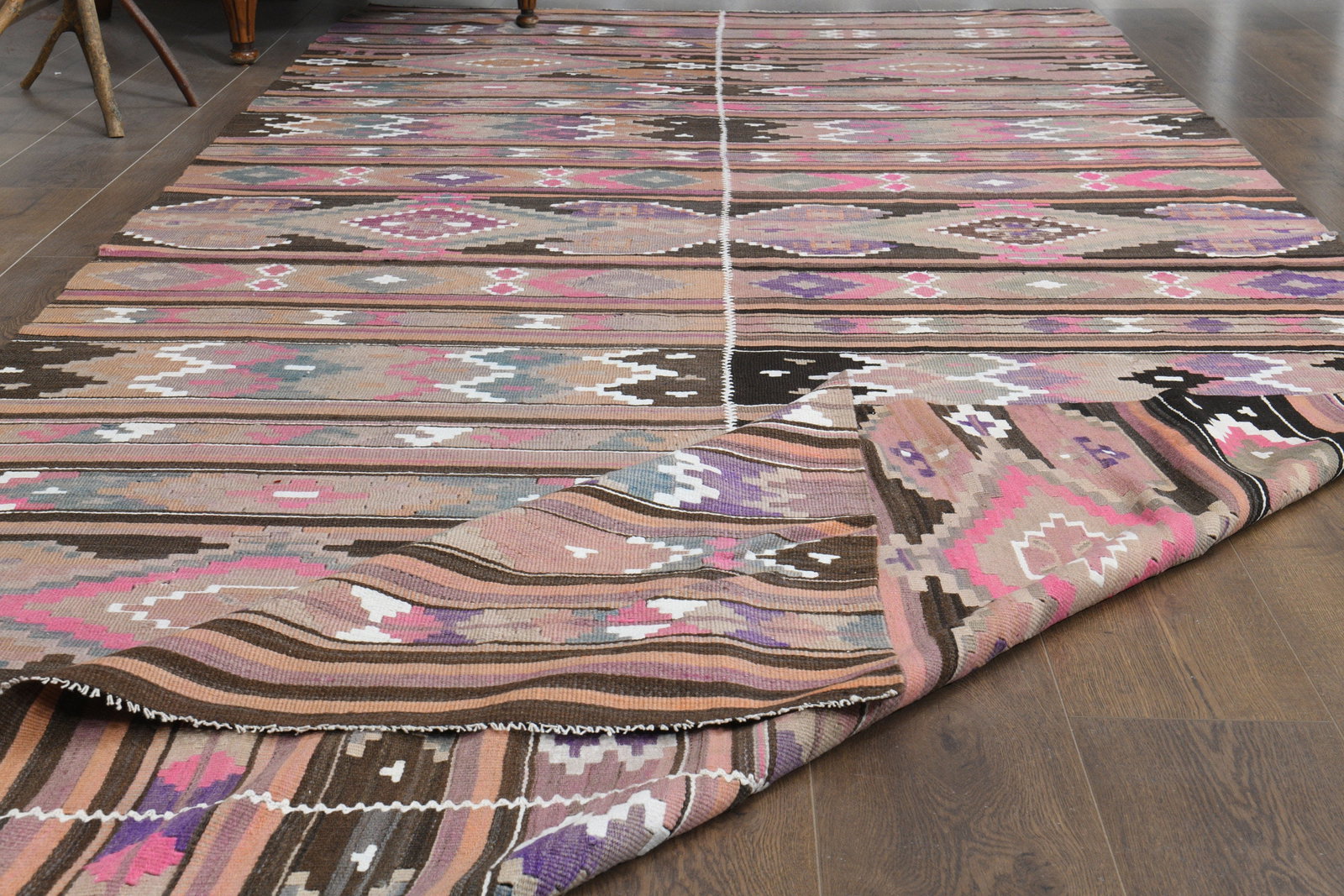 5'2x13'1 ft, COLORFUL STRIPED DeCOR: Title: 5'2x13'1 ft, COLORFUL STRIPED DeCOR Description: This Turkish one-of-a-kind Vintage Flatweave Kilim Rug is hand-knotted and handwoven by the most skilled artisans who use pure wool, in vibrant,