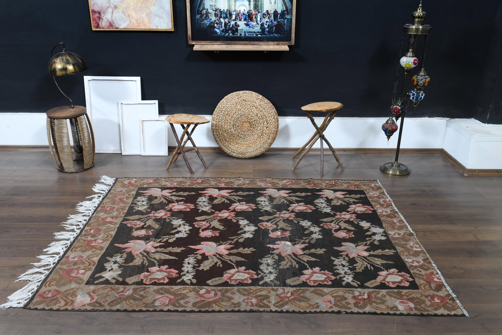 5.1x6.9 ft, FLORAL KILIM RUG - 6
