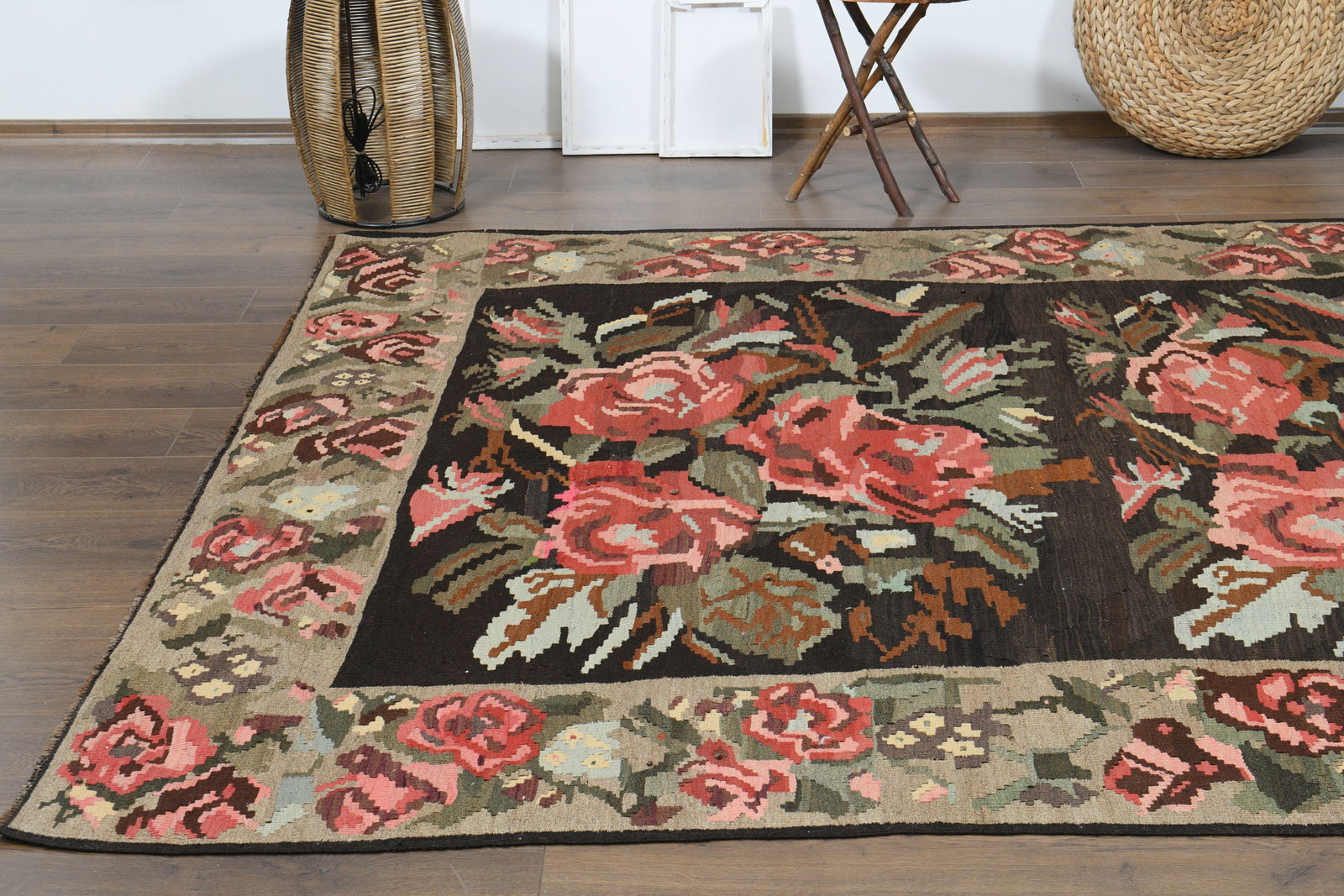 6'6x11'8 ft, PINK ROSES MOTIFS - 2