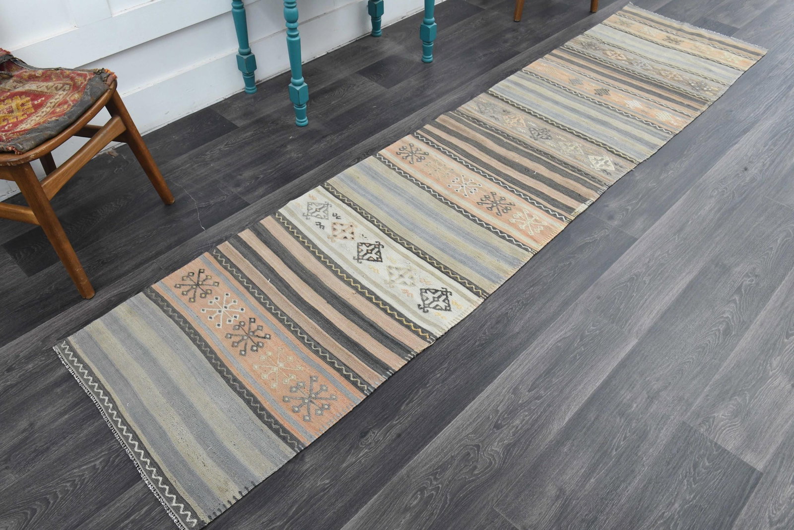 2.4x10.1 ft, STRIPED TURKISH RUNNER - 5