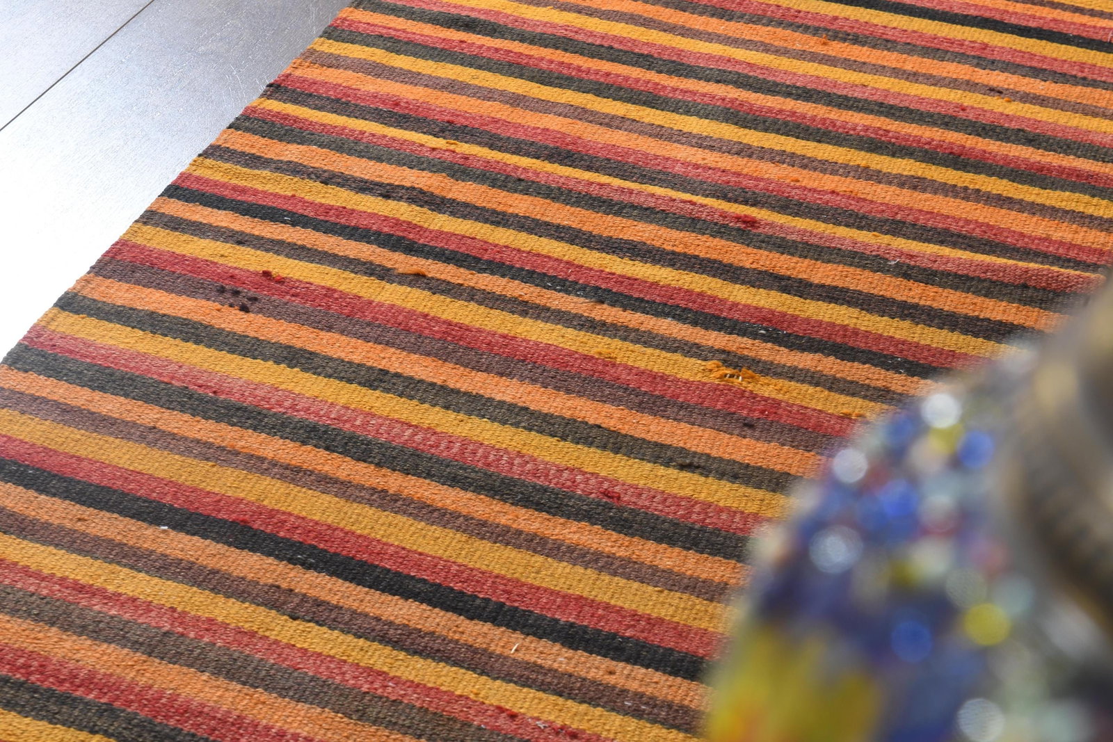 2'5x6'4 ft, ORANGE RED RUNNER, Turkish Vintage: Title: 2'5x6'4 ft, ORANGE RED RUNNER, Turkish Vintage Description: This Turkish one-of-a-kind Vintage Flatweave Kilim Rug is hand-knotted and handwoven by the most skilled artisans who use pure wool, 