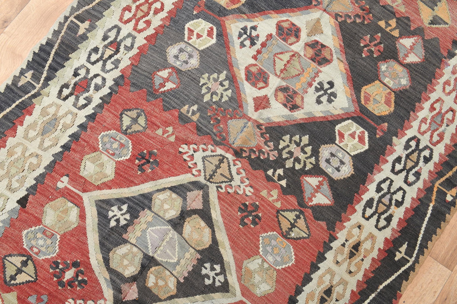 Vintage Tribal Runner Rug, Ethnic Carpet, Traditional Geometric Floor Covering, 4.3x11.6 ft, - 3