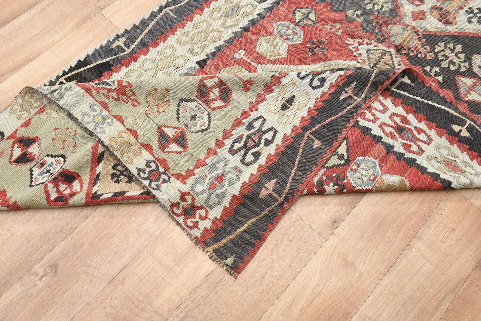 Vintage Tribal Runner Rug, Ethnic Carpet, Traditional Geometric Floor Covering, 4.3x11.6 ft, - 4