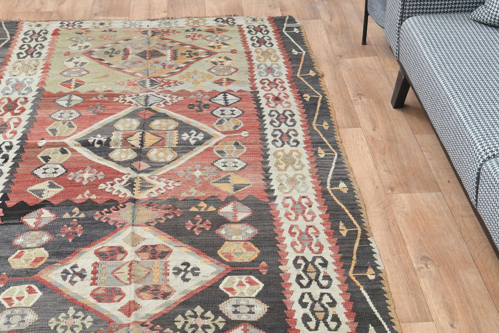 Vintage Tribal Runner Rug, Ethnic Carpet, Traditional Geometric Floor Covering, 4.3x11.6 ft, - 9