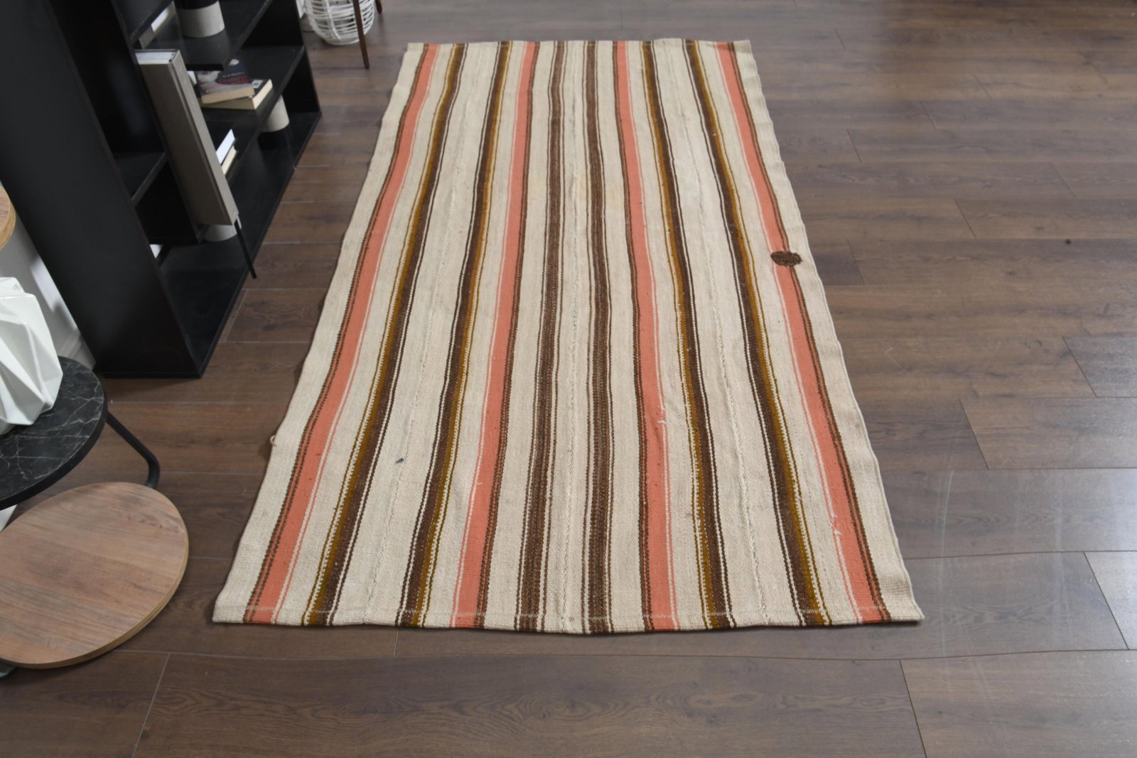 3'9x7'6 ft, STRIPED, Vintage Turkish Kilim - 3