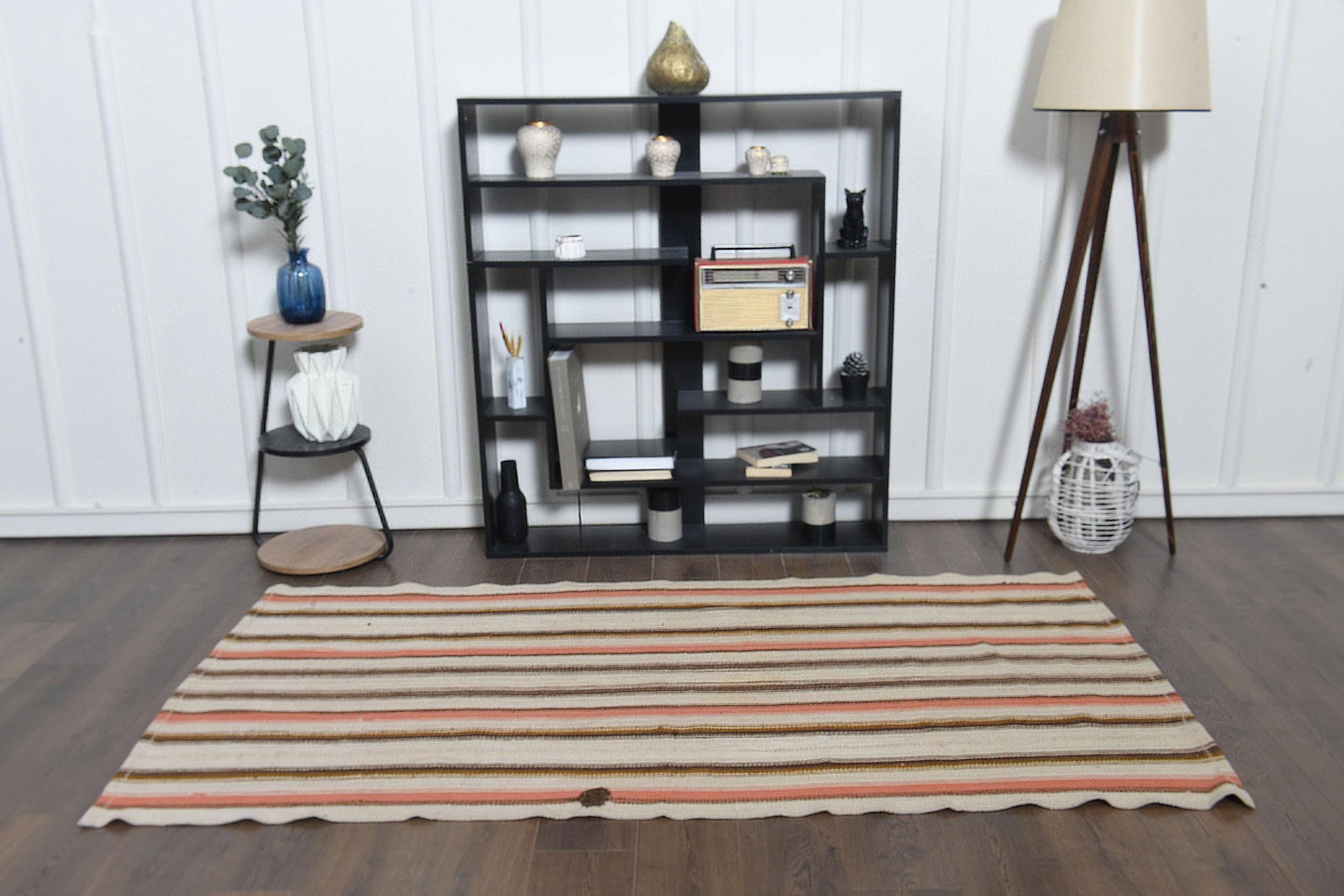 3'9x7'6 ft, STRIPED, Vintage Turkish Kilim - 9