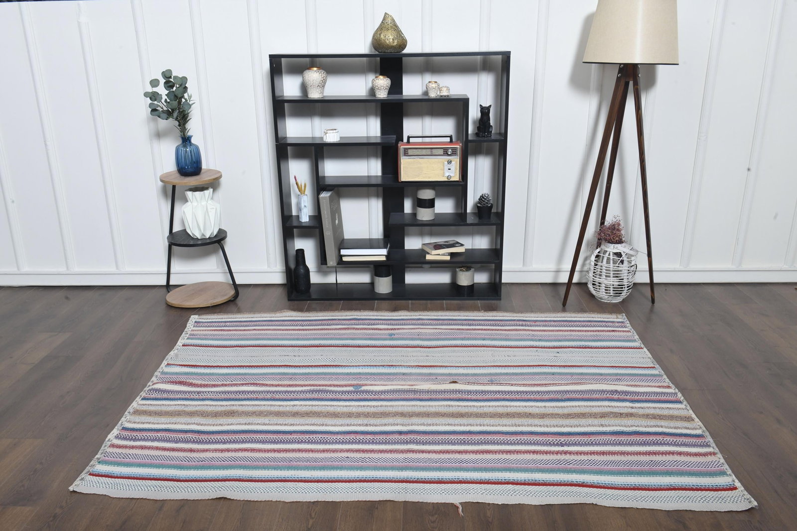 5x7'2 ft, STRIPED KILIM RUG, Turkish - 9