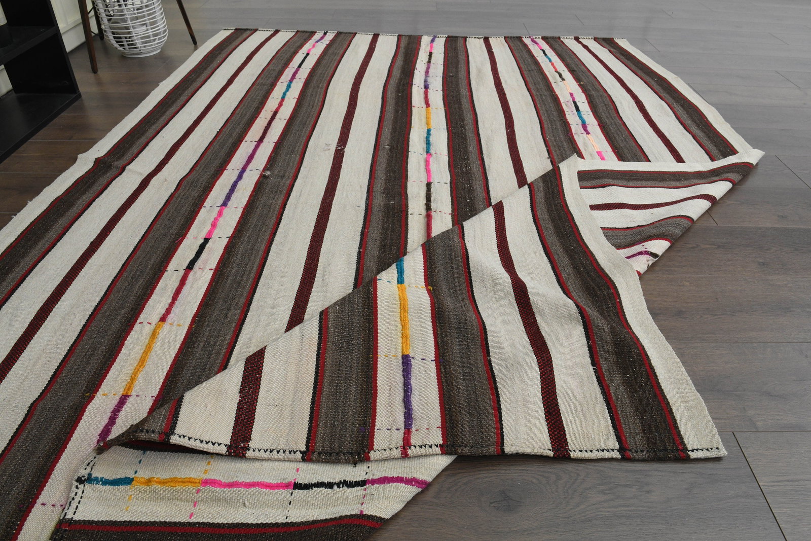 6'2x8'5 ft, STRIPED KILIM RUG, Turkish Area - 3
