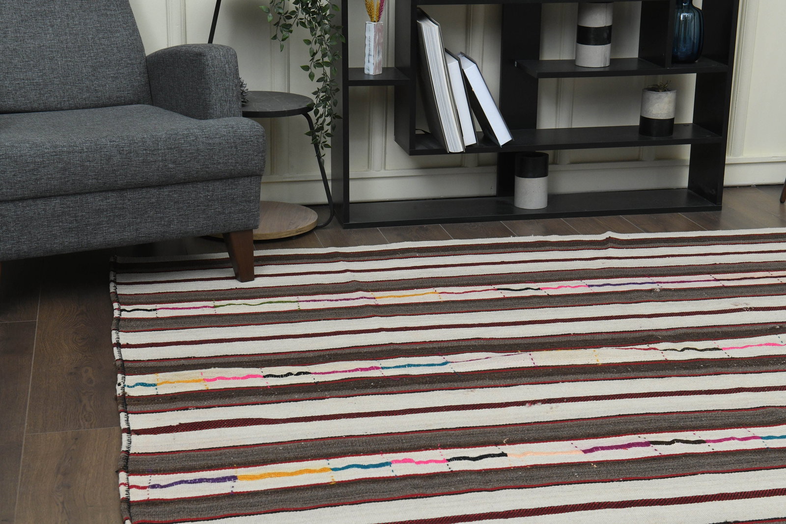 6'2x8'5 ft, STRIPED KILIM RUG, Turkish Area - 4