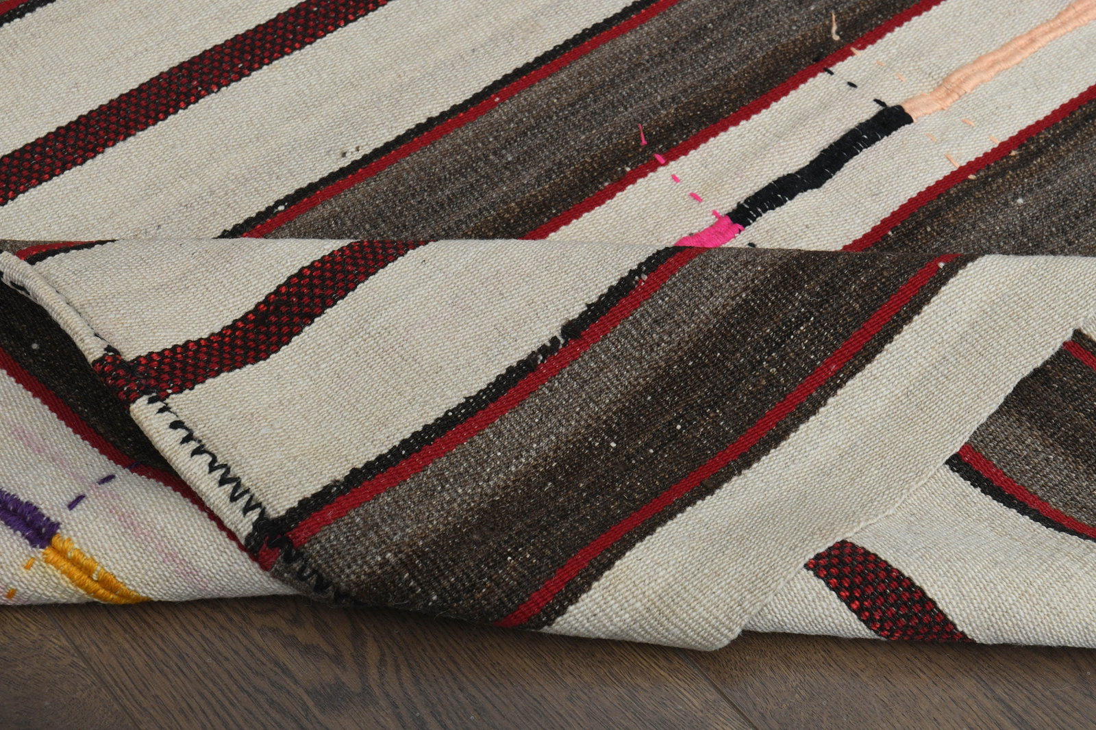 6'2x8'5 ft, STRIPED KILIM RUG, Turkish Area - 9
