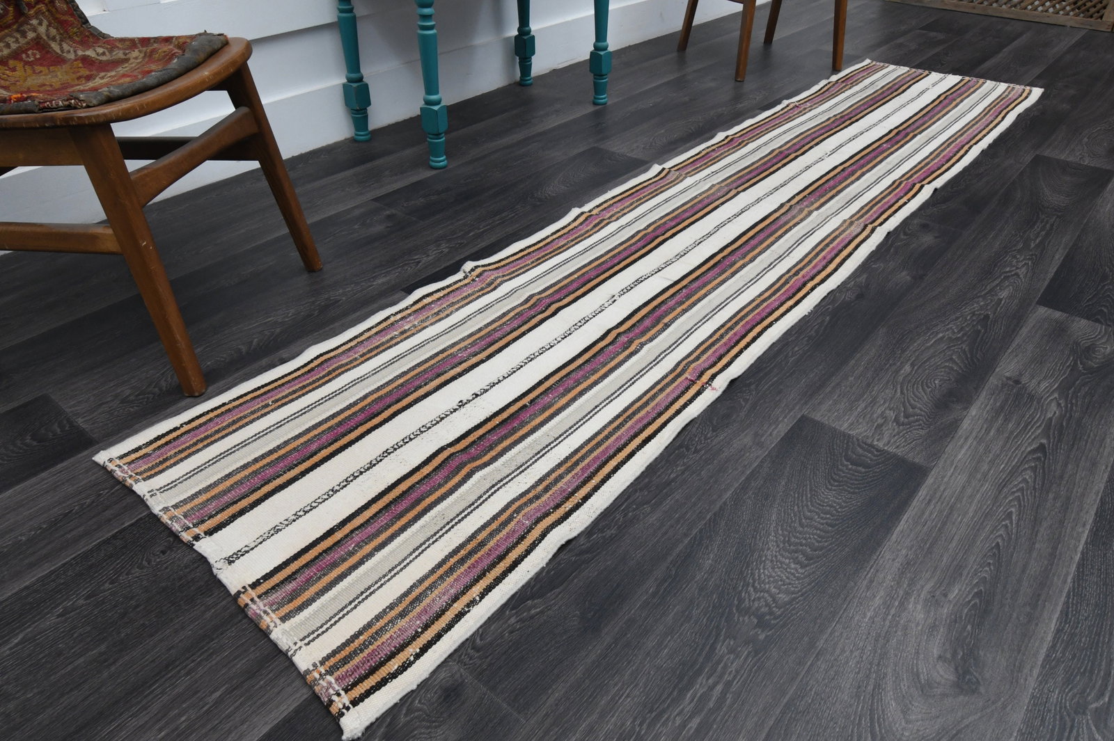 2.1x9.6 ft, TURKISH Runner, VINTAGE: Title: 2.1x9.6 ft, TURKISH Runner, VINTAGE Description: This Turkish one-of-a-kind Vintage Flatweave Kilim Rug is hand-knotted and handwoven by the most skilled artisans who use pure wool, in vibrant,