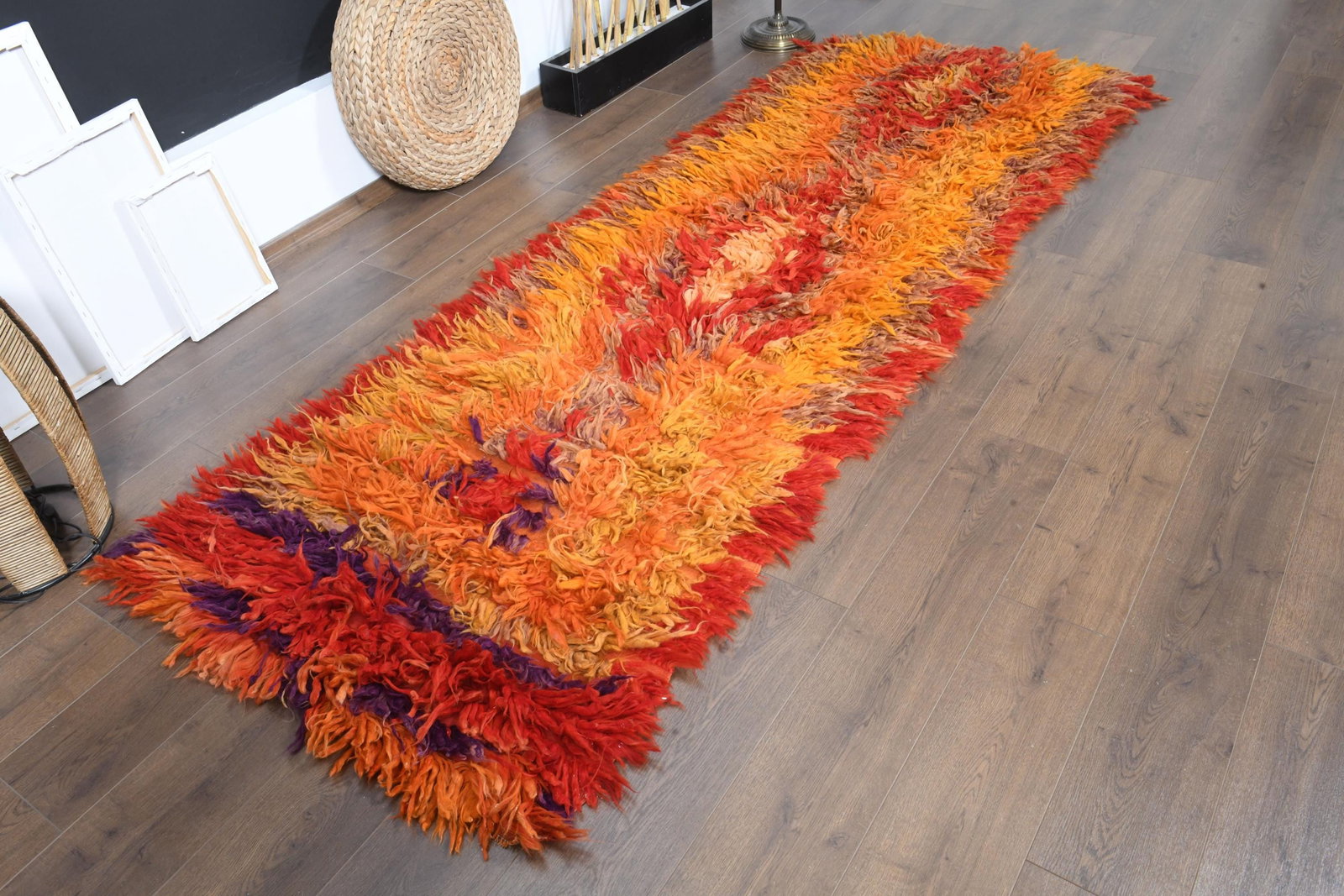 3'2x9'2 ft, FLATWEAVE, Colorful Kilim Rug - 2