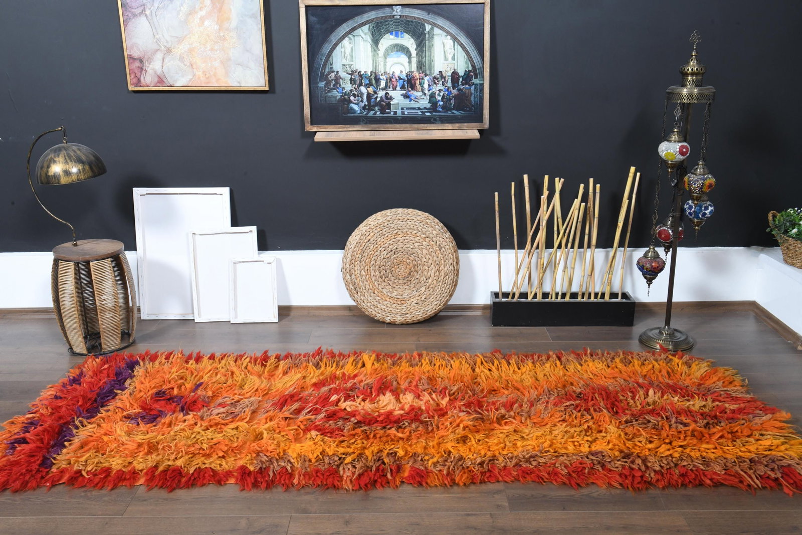 3'2x9'2 ft, FLATWEAVE, Colorful Kilim Rug - 9