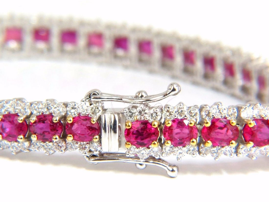 13.81ct bright vivid red natural ruby tennis bracelet 14kt three row** - 4