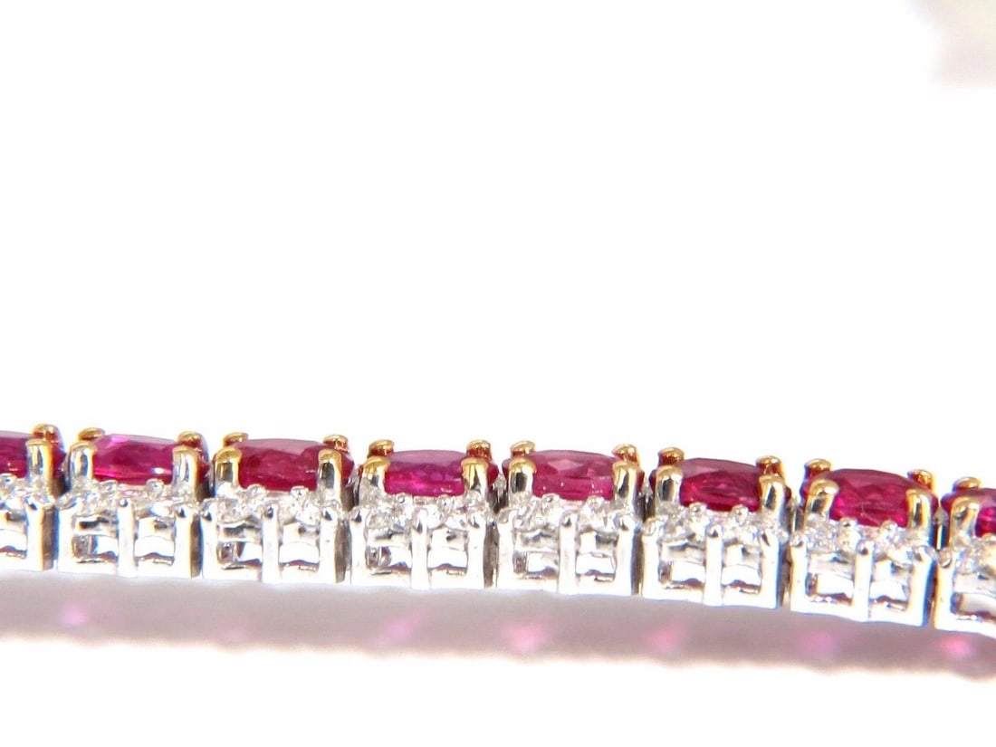 13.81ct bright vivid red natural ruby tennis bracelet 14kt three row** - 5
