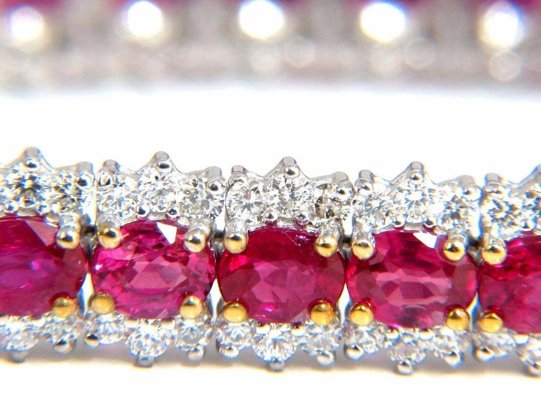 13.81ct bright vivid red natural ruby tennis bracelet 14kt three row** - 6