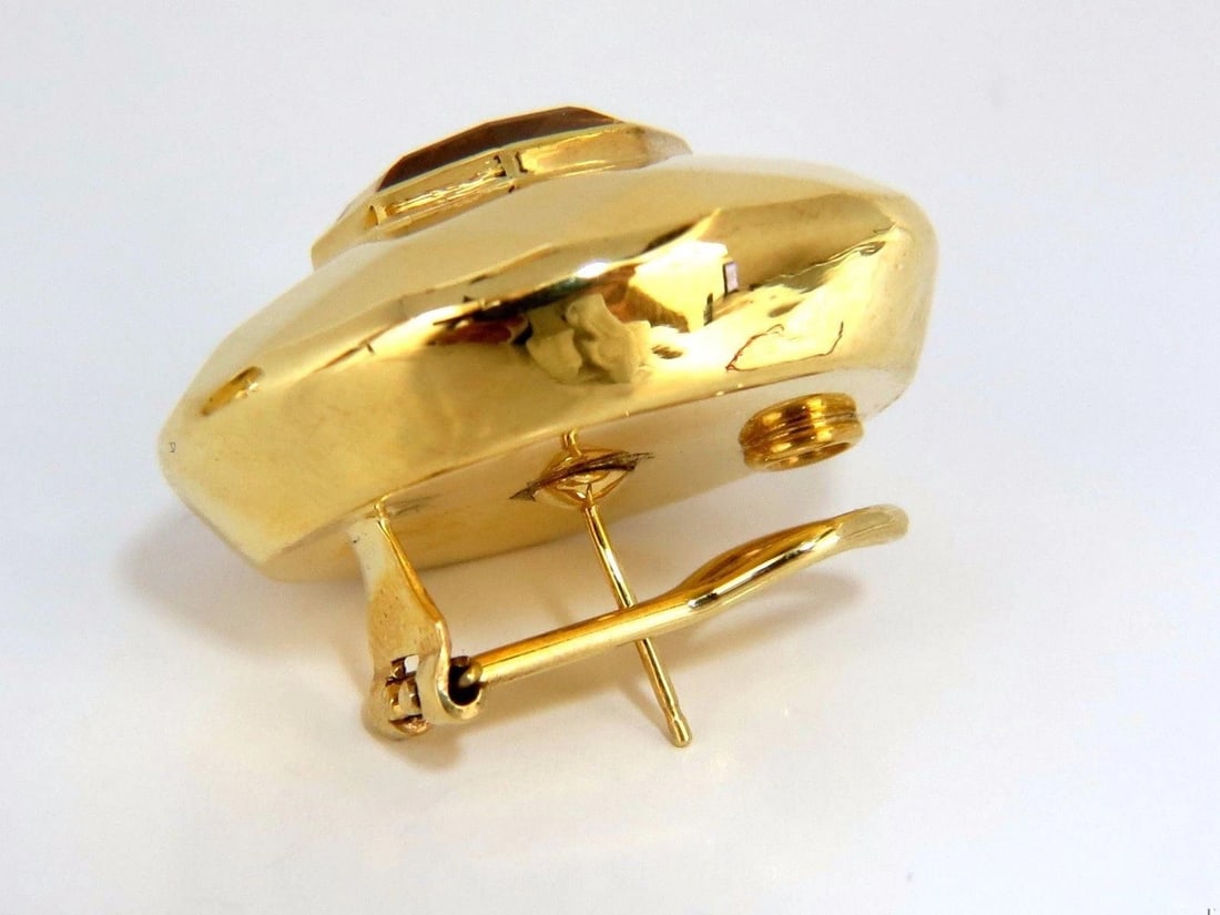 26.00ct Retro Mod Natural yellow golden citrine clip earrings 18kt dome 10373** - 2