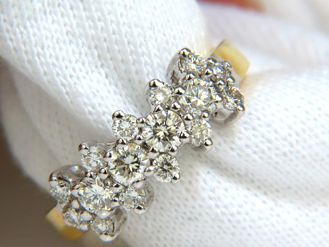 18KT GOLD 1.00CT NATURAL DIAMONDS CLUSTER BAND RING EXCELLENT CUTS** - 12