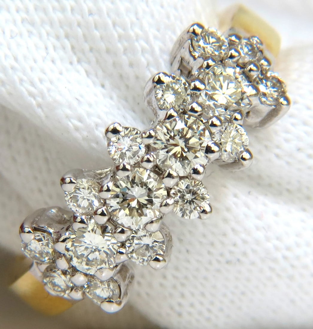 18KT GOLD 1.00CT NATURAL DIAMONDS CLUSTER BAND RING EXCELLENT CUTS** - 2
