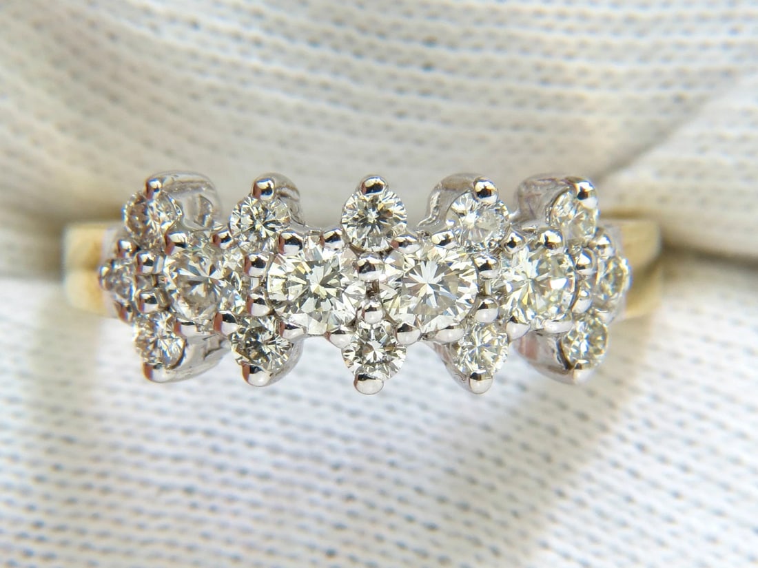 18KT GOLD 1.00CT NATURAL DIAMONDS CLUSTER BAND RING EXCELLENT CUTS** - 3