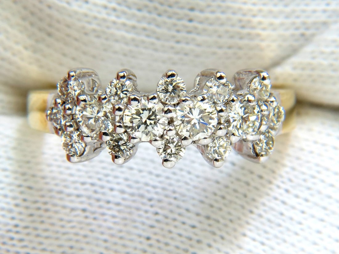 18KT GOLD 1.00CT NATURAL DIAMONDS CLUSTER BAND RING EXCELLENT CUTS** - 4