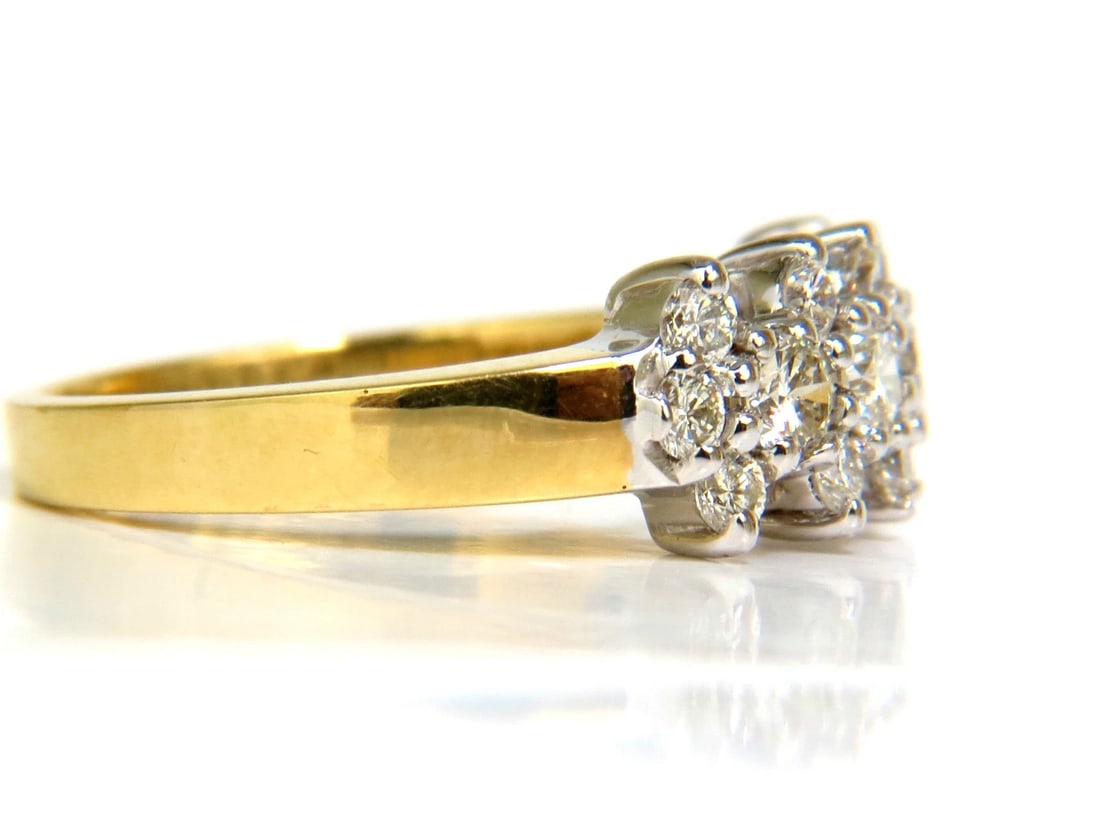 18KT GOLD 1.00CT NATURAL DIAMONDS CLUSTER BAND RING EXCELLENT CUTS** - 5