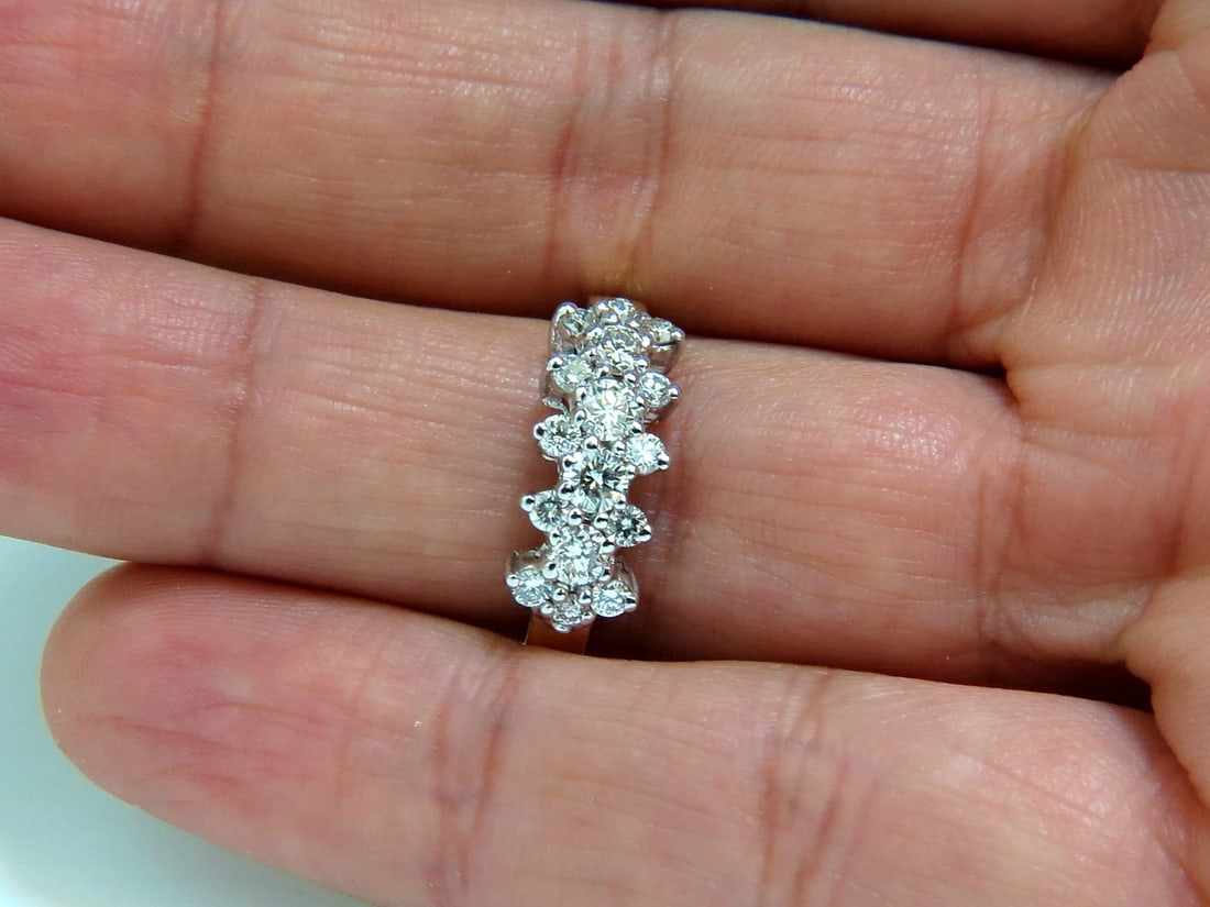 18KT GOLD 1.00CT NATURAL DIAMONDS CLUSTER BAND RING EXCELLENT CUTS** - 9
