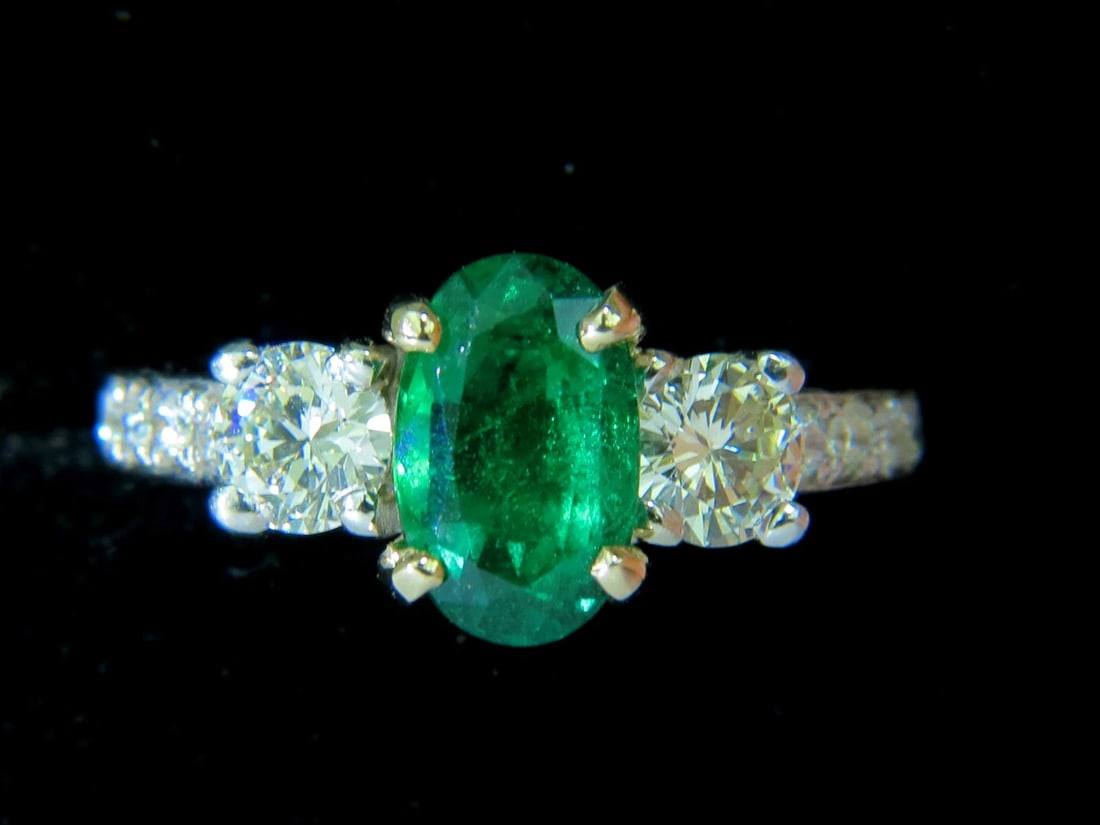 3.05CT NATURAL EMERALD DIAMOND RING 14KT GOLD CLASSIC 3** - 4