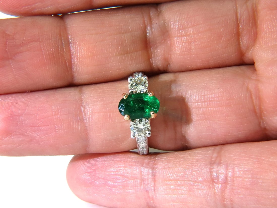 3.05CT NATURAL EMERALD DIAMOND RING 14KT GOLD CLASSIC 3** - 8